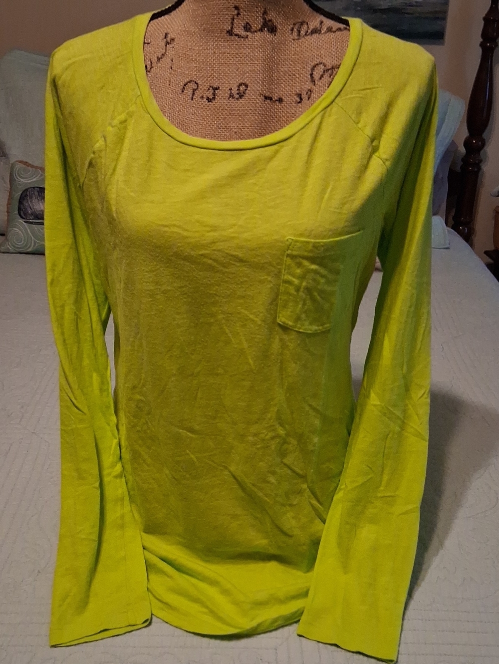 GAP Long Sleeve Scoop Neck Top - Lime Green